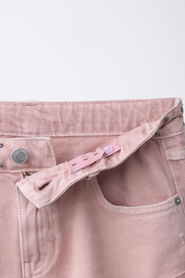 STUDDED STAR PATCH DENIM BERMUDA SHORTS - Pink by Zara - Image 2