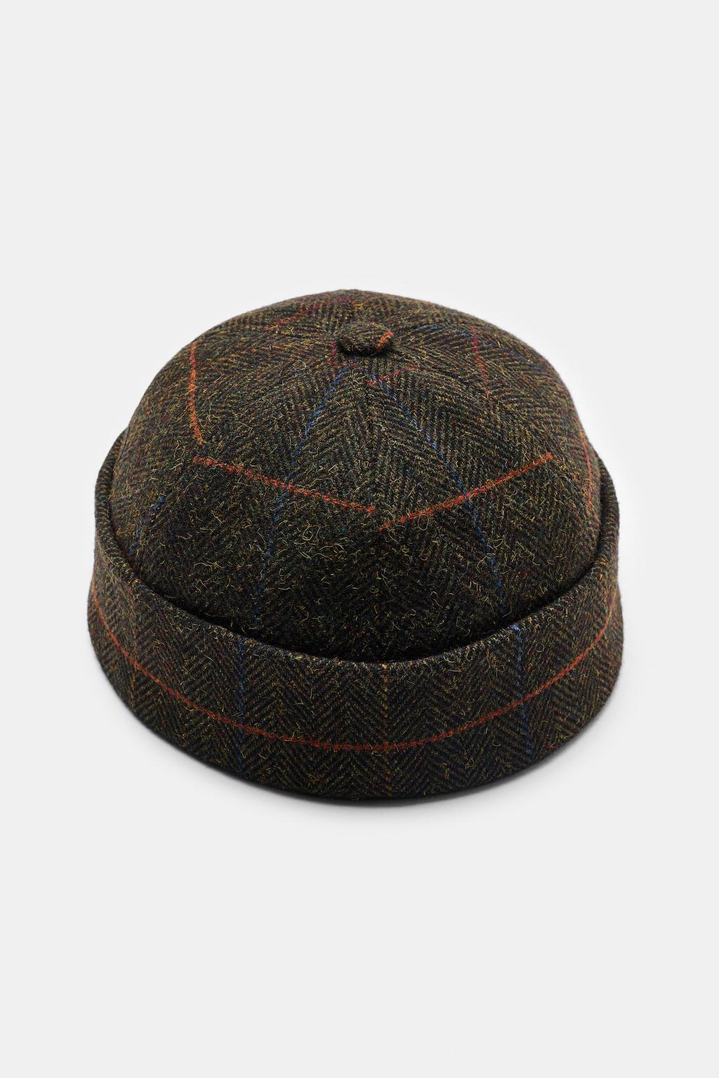 PRINTED CHECKS WOOL EFFECT HAT