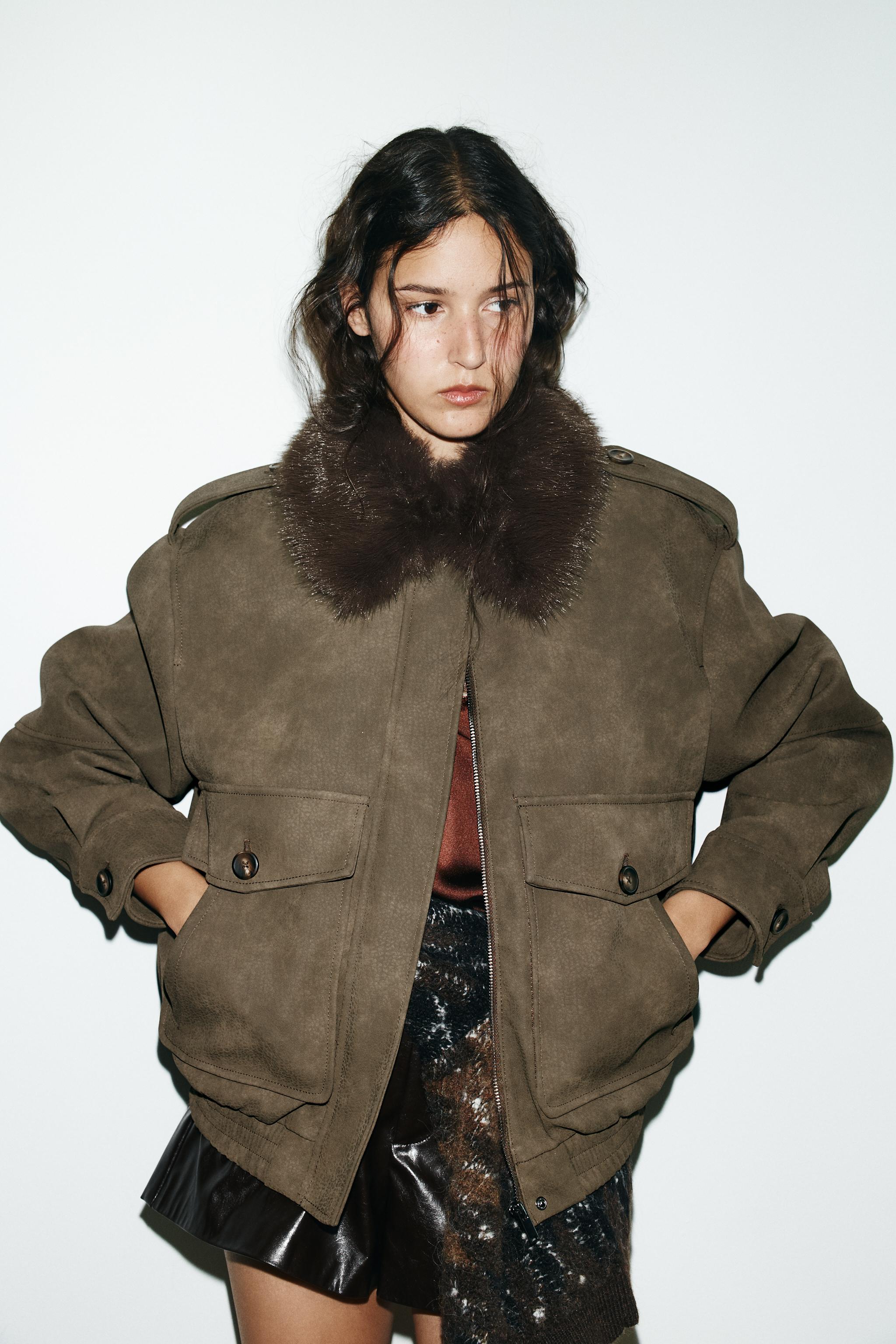 タグ付き新品★ZARAのスエード調ボンバージャケット★Sサイズ★ミディアムカーキ ☆新品タグ付き☆ZARA スエード調ボンバージャケット S ブラウン