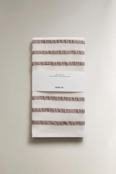 WAFFLE-KNIT TEA TOWEL - Brown by Zara - Image 3