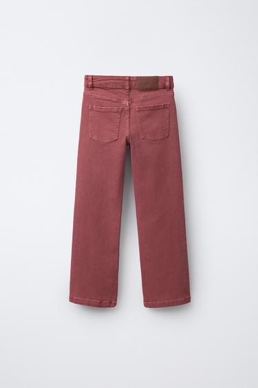STUDDED FLARE JEANS - Red / Coral de Zara - Image 1