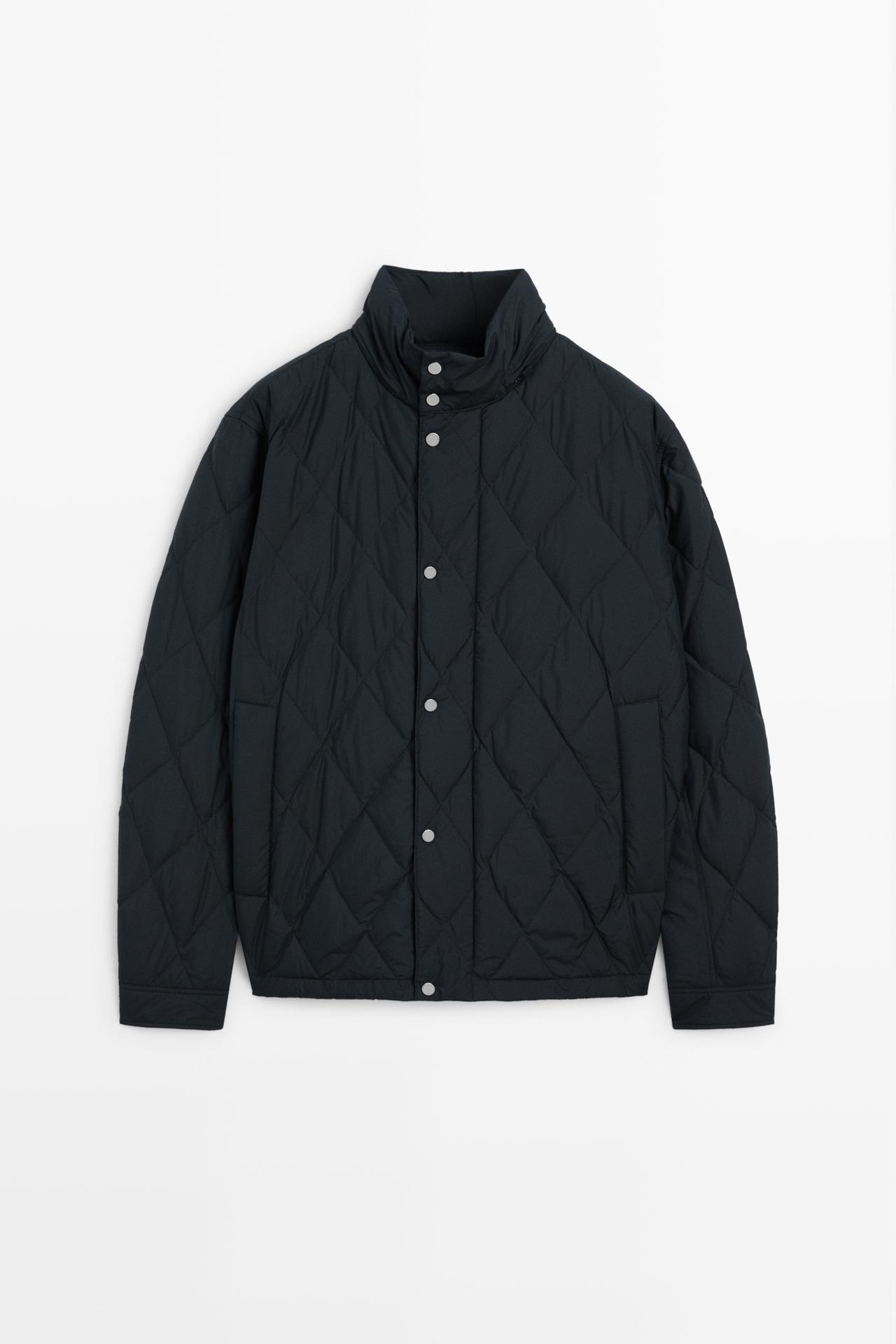 Down jacket with button detail — Blue