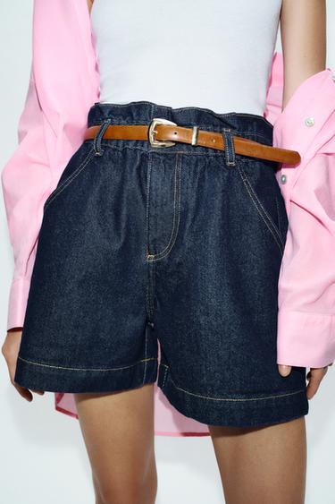 SHORT BAGGY AVEC CEINTURE - Bleu de Zara - Image 2