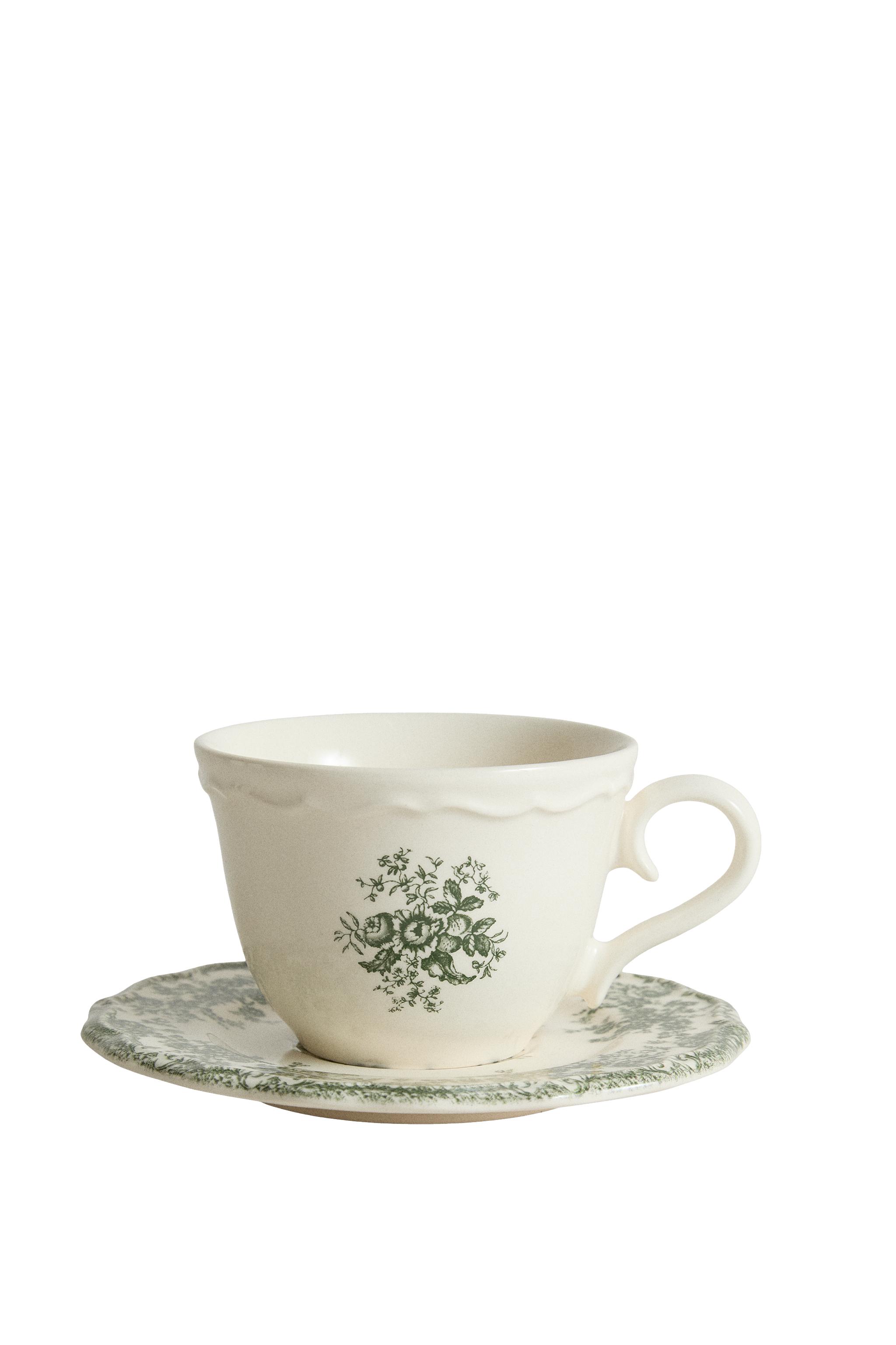 FLORAL TEACUP AND SAUCER - Dark olive | ZARA United States