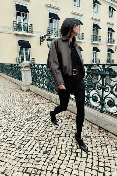 FAUX LEATHER BOMBER JACKET - Dark brown by Zara