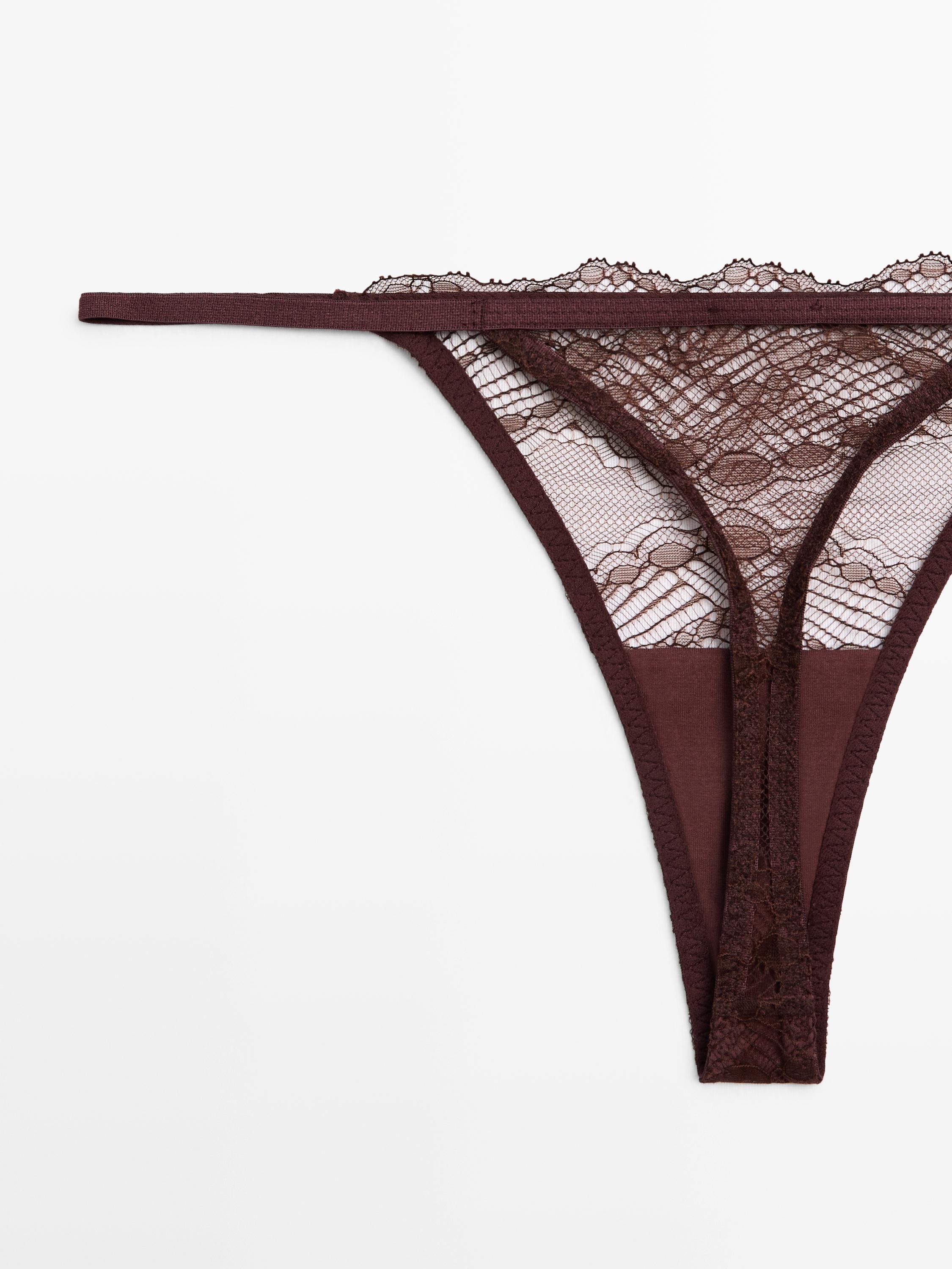Scalloped lace thong