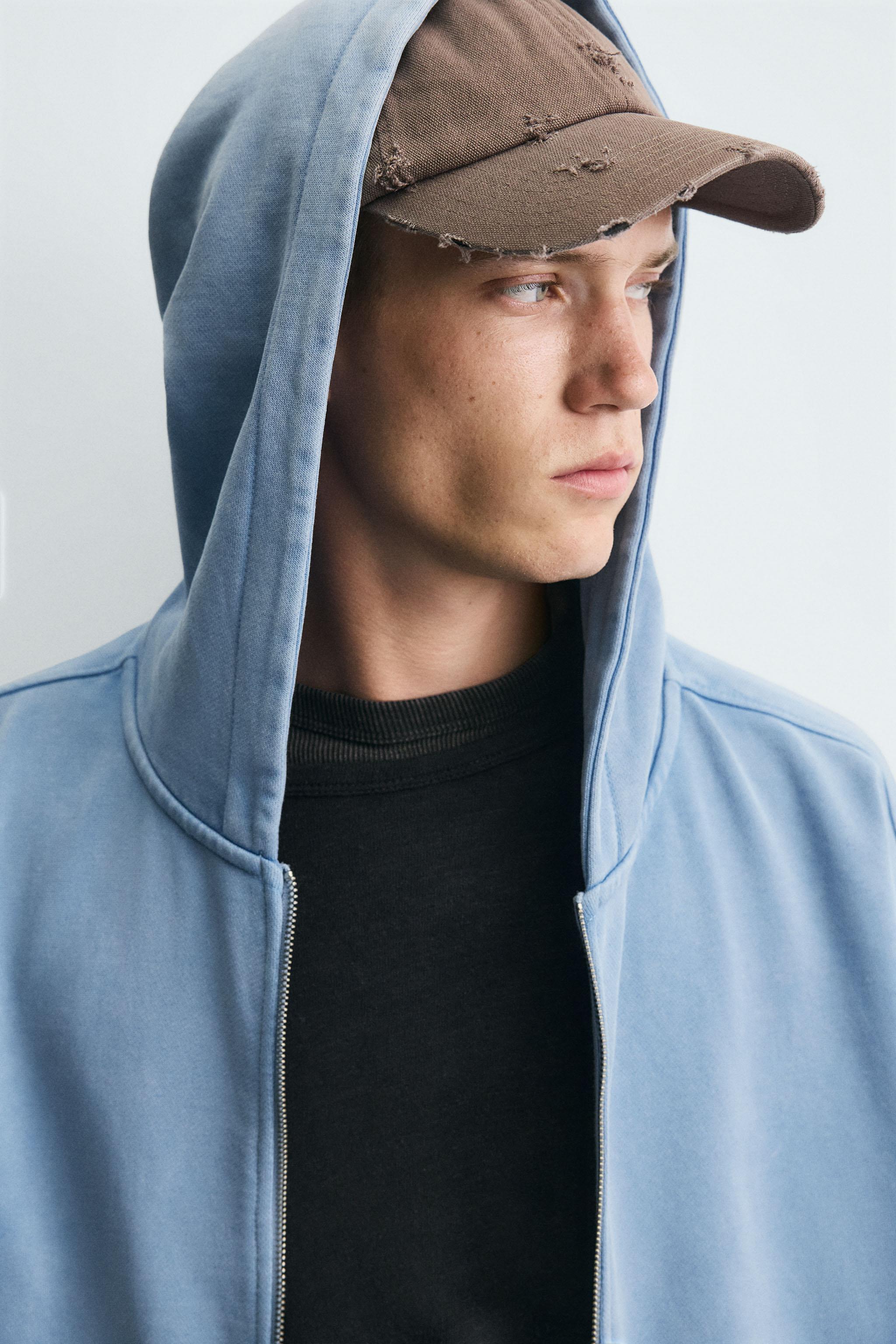 ZARA パーカー　ウォッシュ加工フーディ　短丈パーカー 210.jpg