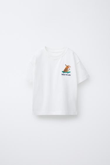 ANIMAL EMBROIDERED T-SHIRT - White by Zara