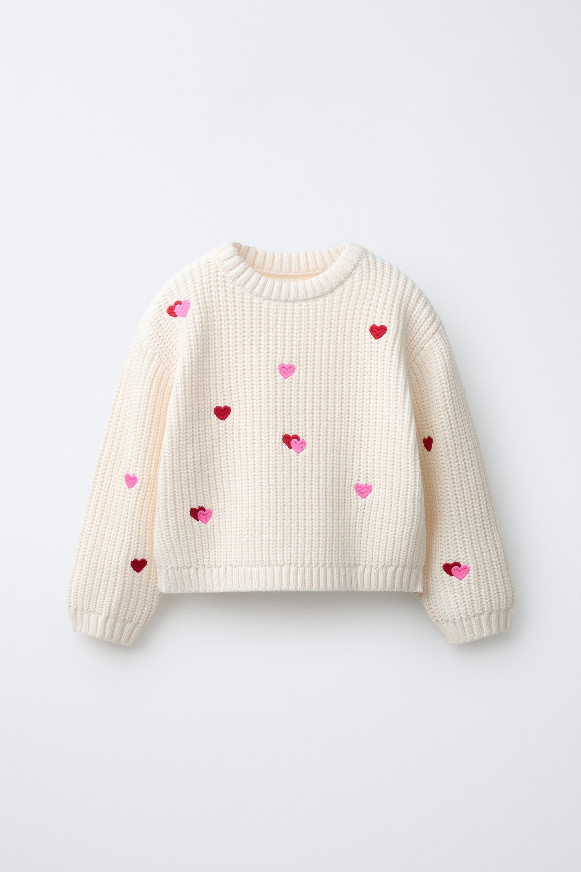 Knit Jumper With Embroidered Hearts