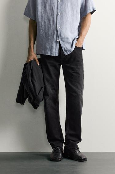 REGULAR FIT JEANS - Black by Zara