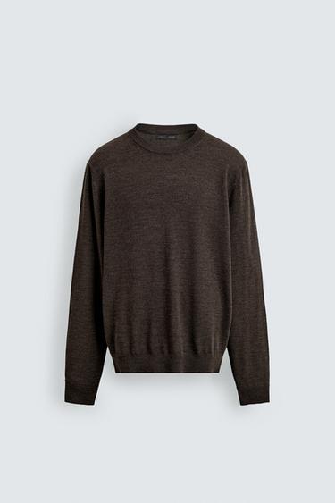 REGULAR FIT WOOL JUMPER - brown vigore by Zara