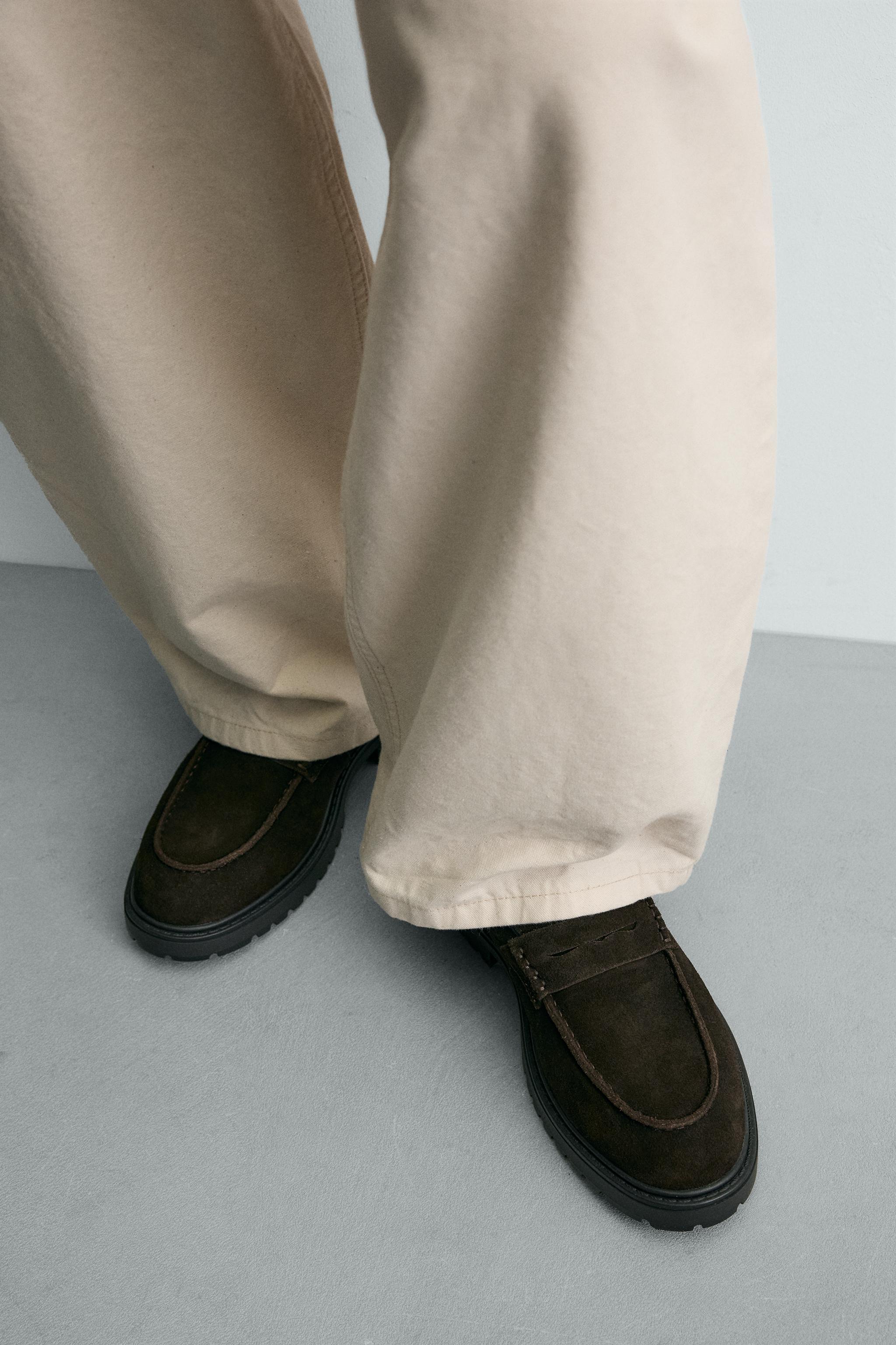 LEATHER TRACK PENNY LOAFERS