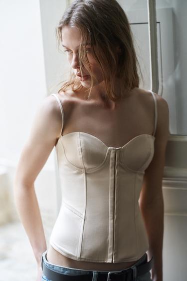 TOP CORSET À BRETELLES - Beige de Zara - Image 1