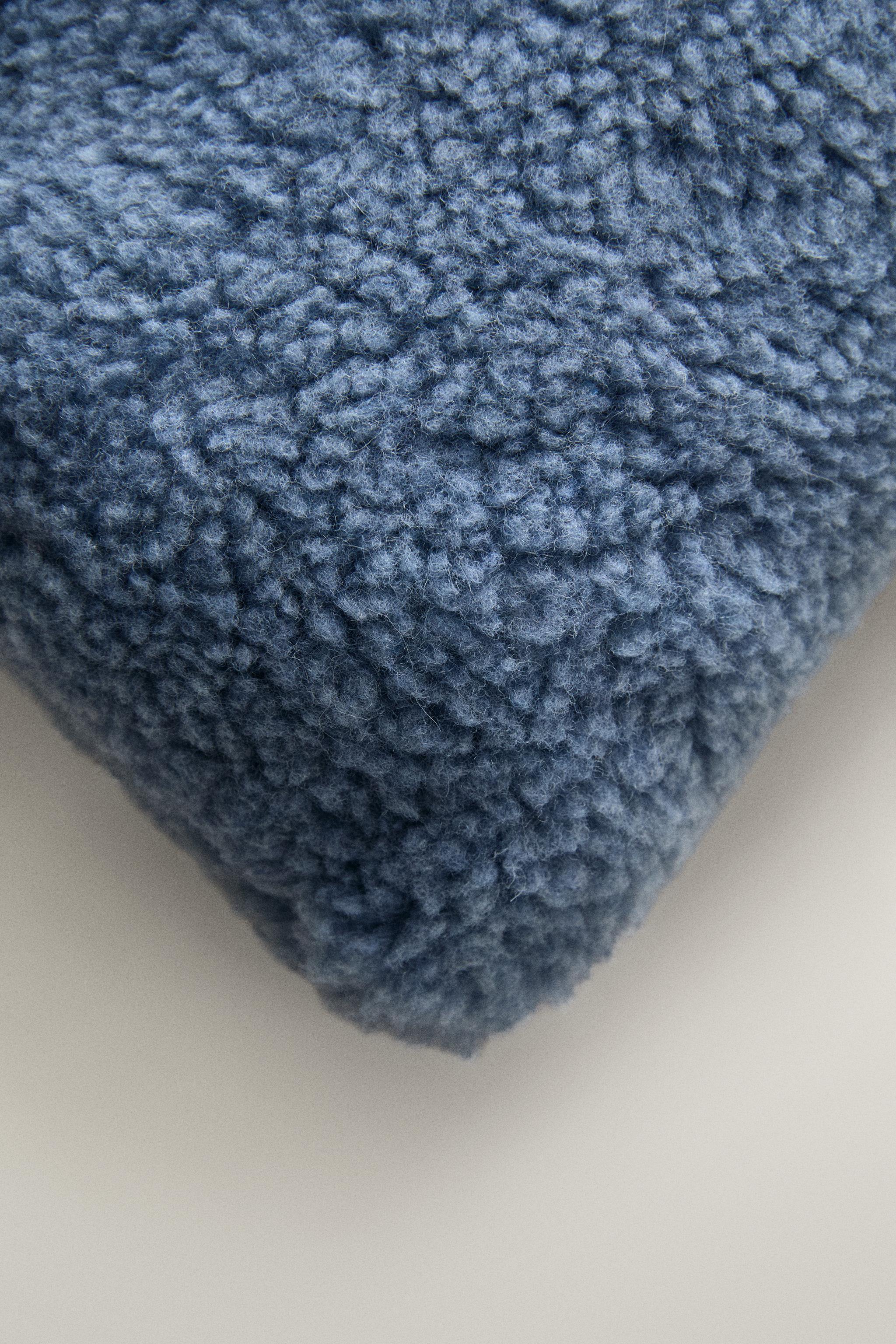 CHILDREN'S FAUX SHEARLING CUSHION WITH J — Blue