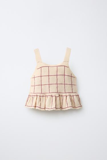 TOP EN MAILLE À FLEURS - Écru moyen de Zara - Image 1