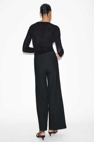 PANTALON BOUCLÉ FIL MÉTALLISÉ - Noir / Écru de Zara - Image 5