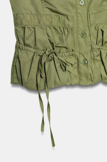 GABARDINE TOP WITH POCKETS - Khaki by Zara - Image 6