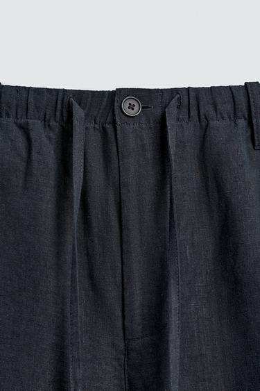 PANTALON RELAXED FIT 100% LIN - Bleu marine foncé de Zara - Image 7