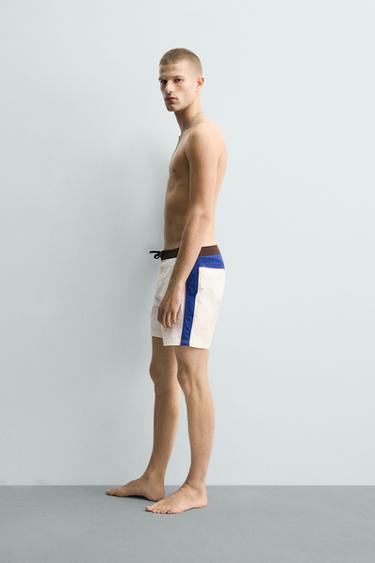 MAILLOT DE BAIN LONG À CONTRASTE - Écru de Zara - Image 4