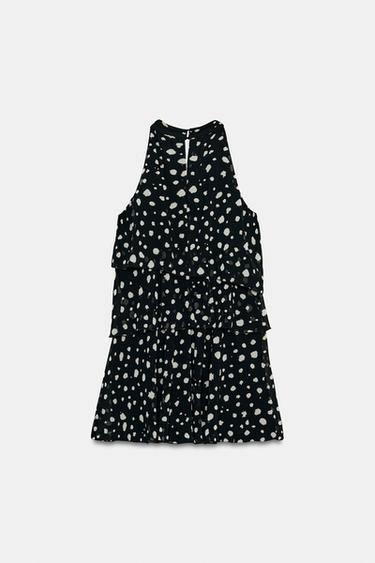 MINI DRESS WITH RUFFLED DOTS - Black / Ecru by Zara - Image 7