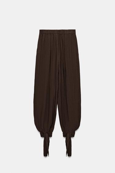 PANTALON BOUFFANT À LACETS - Marron foncé de Zara - Image 5