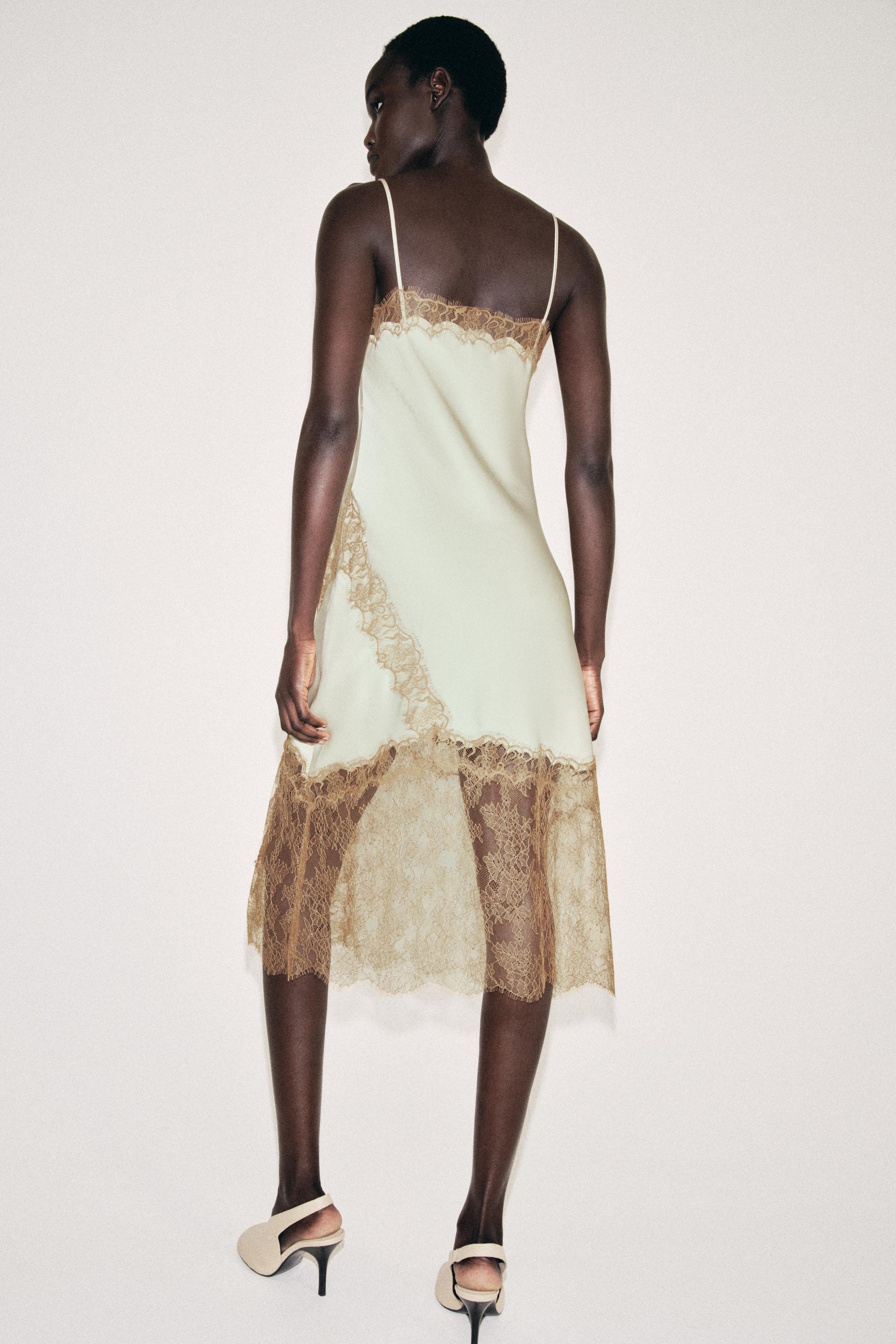 ZW COLLECTION LACE CAMISOLE DRESS - Sea green | ZARA United Kingdom ZW COLLECTION LACE CAMISOLE DRESS - Sea green | ZARA United Kingdom