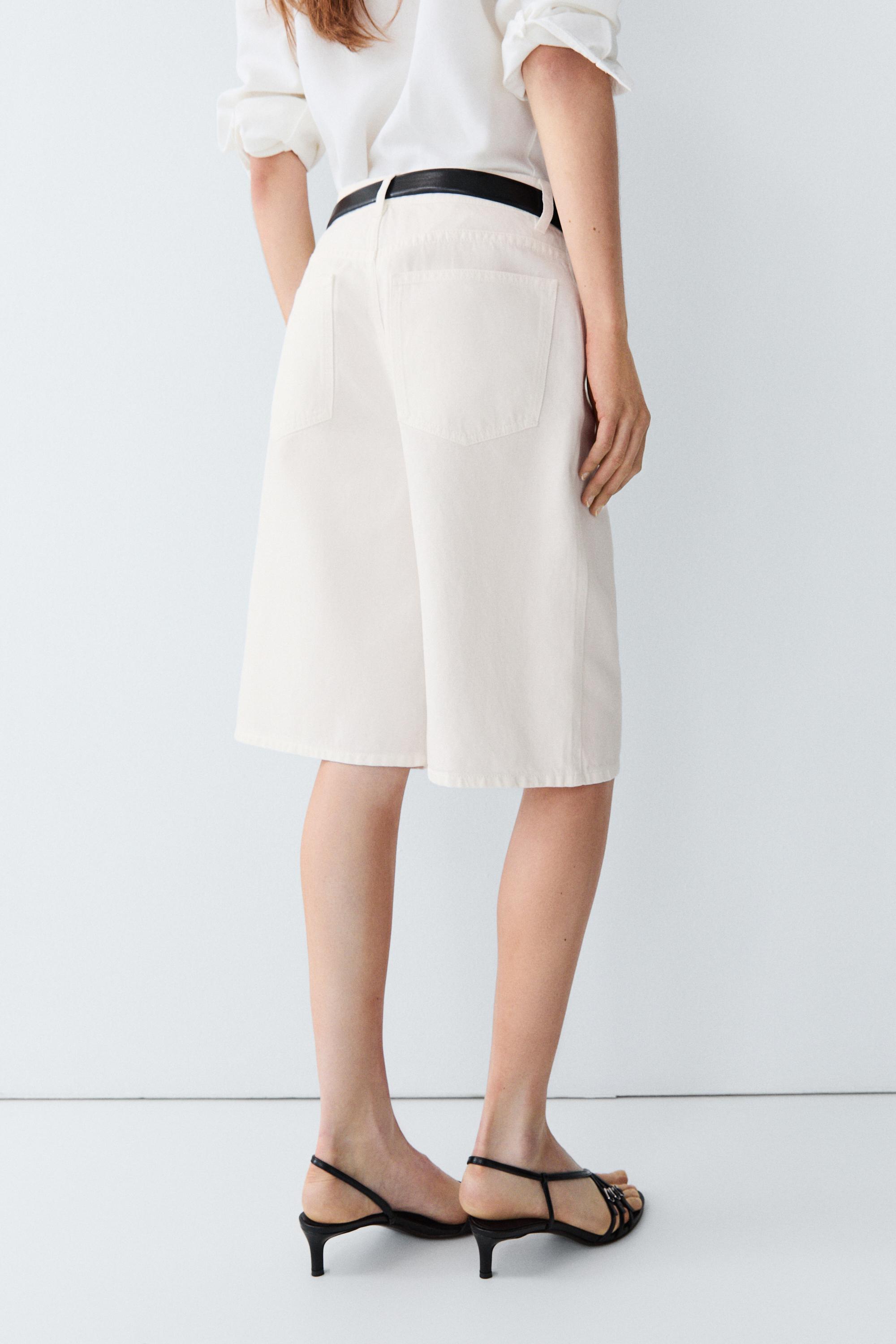 Cotton and linen blend Bermuda shorts