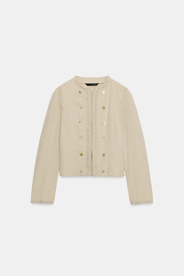 VESTE AVEC BOUTONS ET DENTELLE - Beige de Zara - Image 4