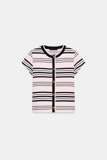 STRIPED TOP WITH METAL BUTTONS - Pink by Zara - Image 6
