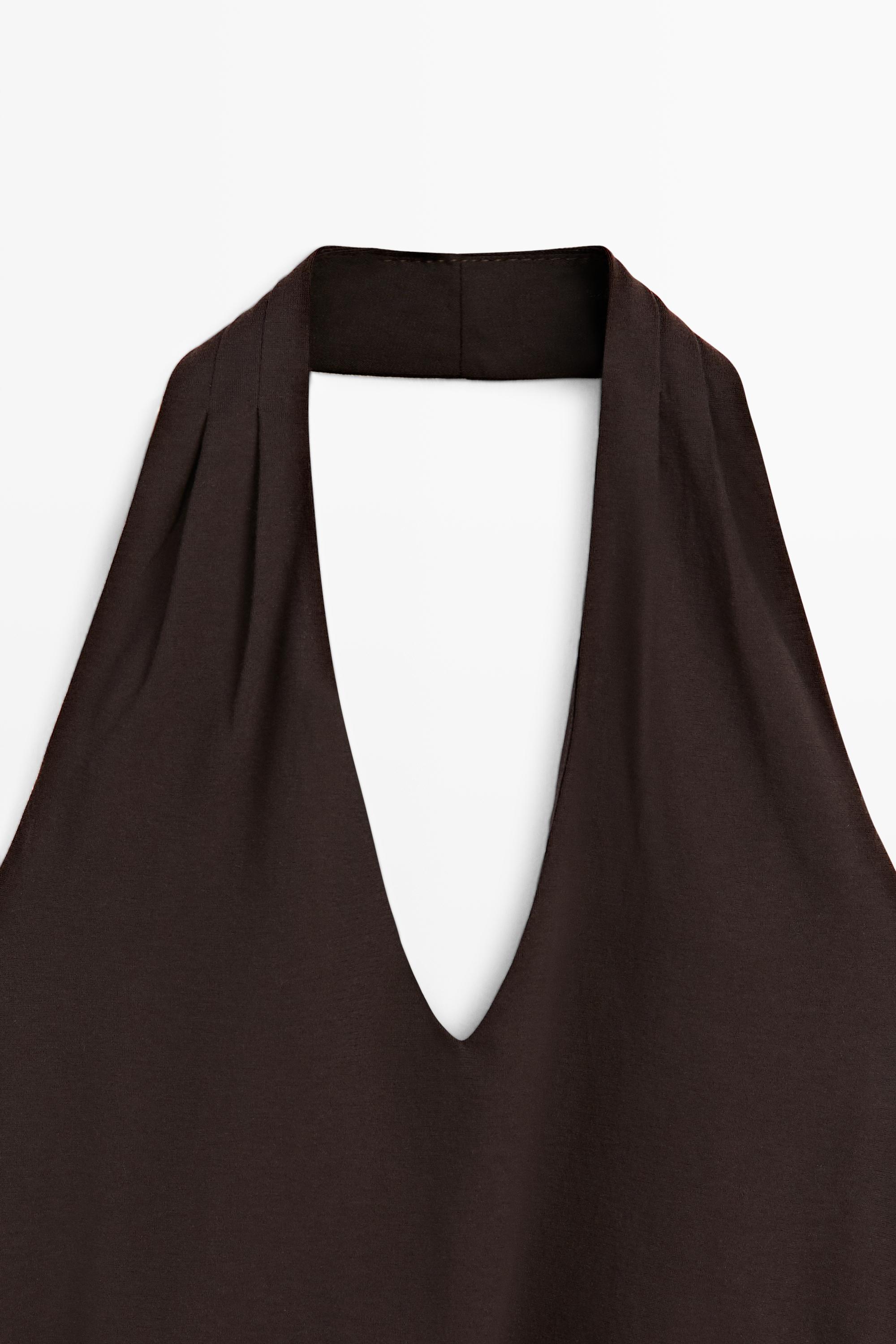 Cotton halter top with elasticated hem