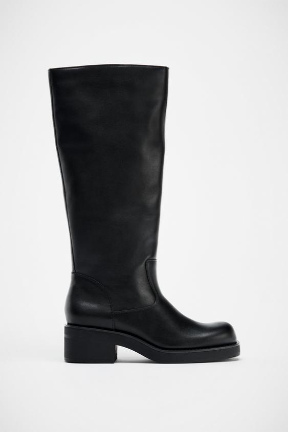 LOW HEEL WATER REPELLENT LEATHER BOOTS