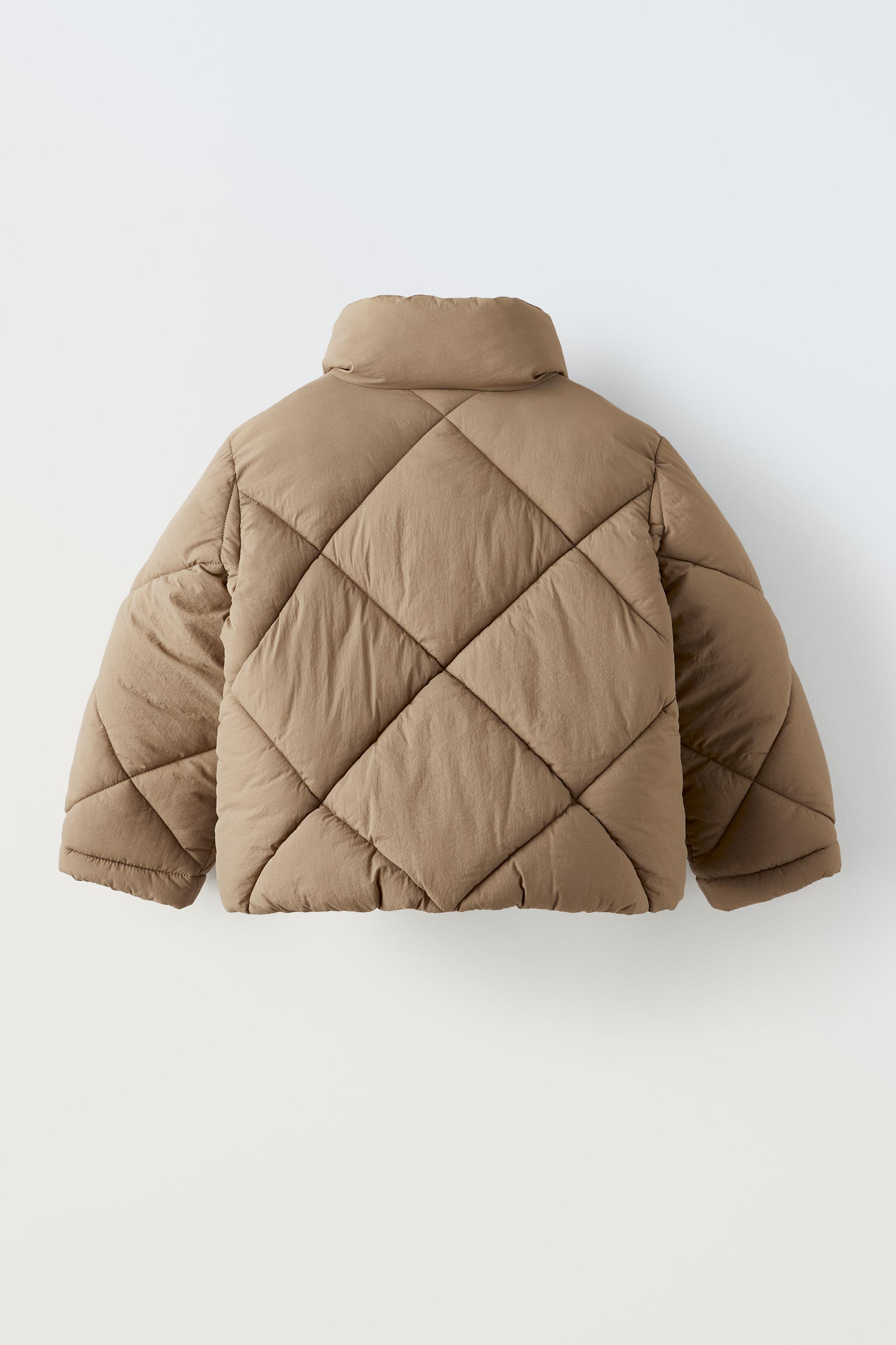 Zara beige puffer discount jacket