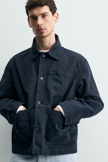 SURCHEMISE RELAXED FIT TOILE DÉLAVÉE - Bleu marine foncé de Zara - Image 6