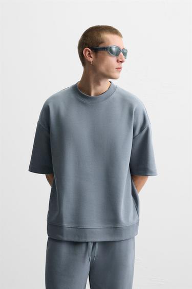 INTERLOCK TEXTURED SWEATSHIRT - Mid-blue by Zara