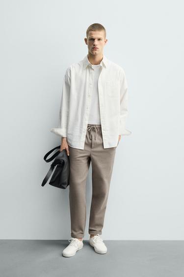 EASY CARE JOGGER WAIST TROUSERS - Tan marl by Zara