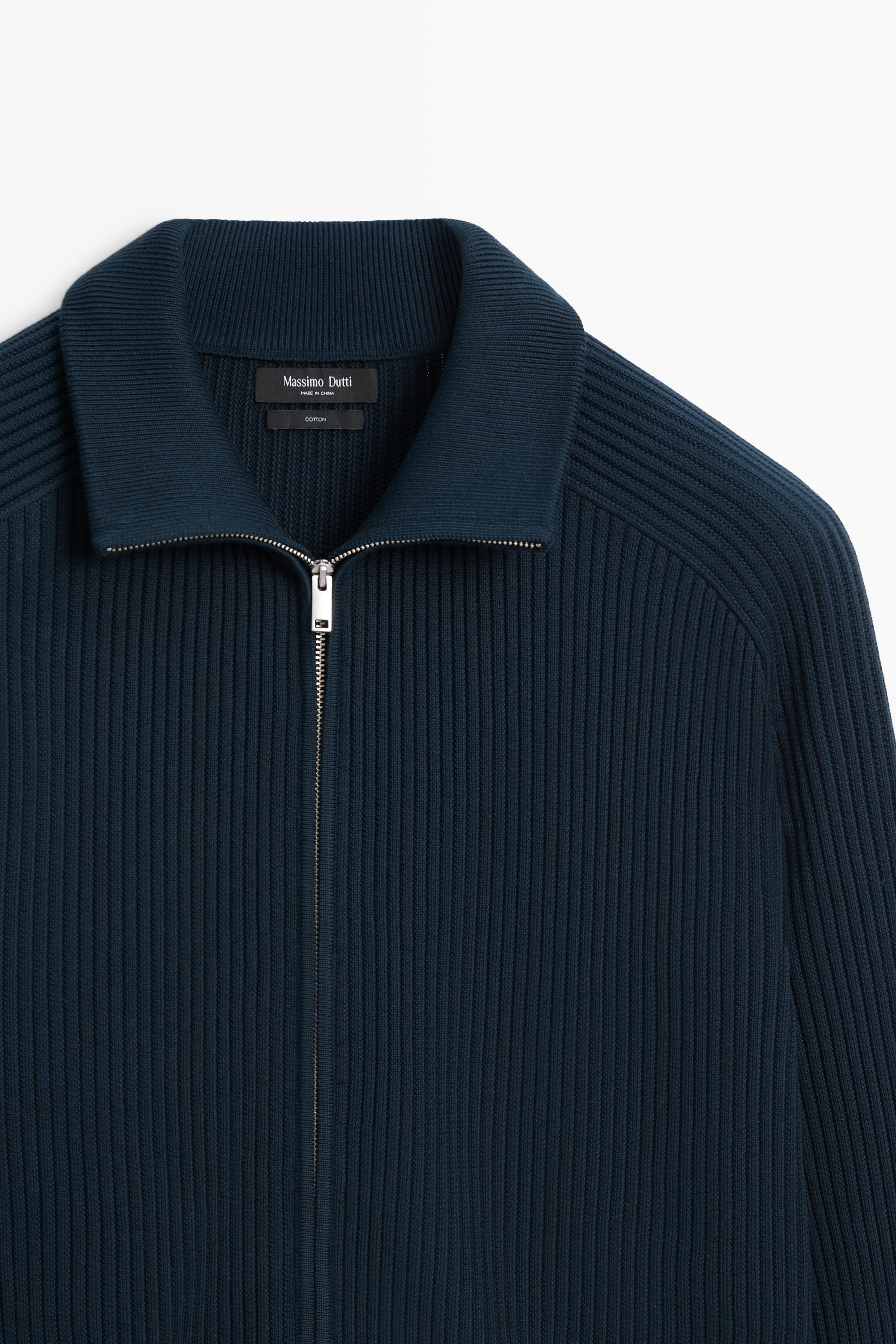 100% cotton ribbed knit cardigan