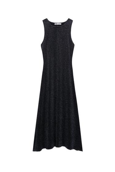 METALLIC THREAD KNIT MAXI DRESS