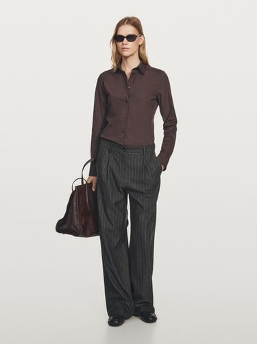Zara Pinstripe wide-leg trousers - Gray