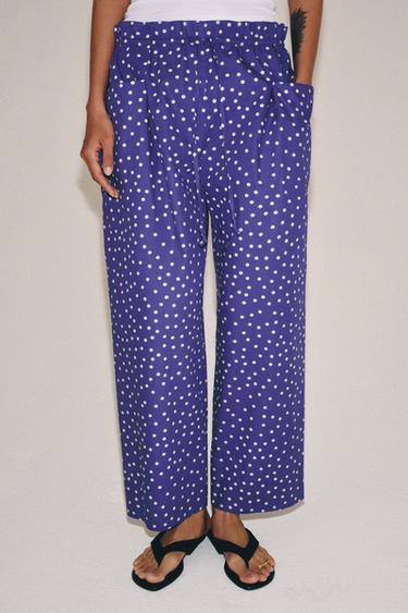 ZW COLLECTION POLKA DOT PRINT TROUSERS - Purple by Zara