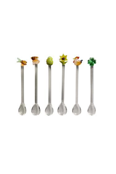 PACK OF EASTER GLASS DESSERT SPOONS (PACK OF 6) - Green by Zara