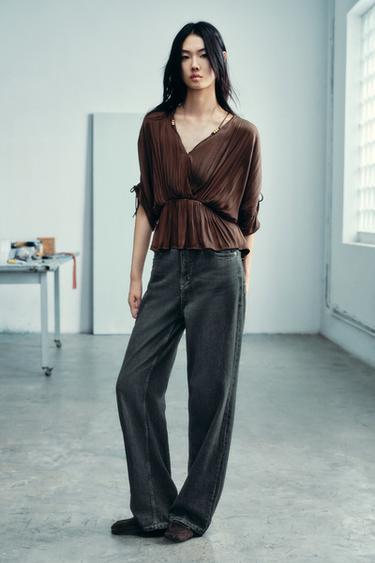 Zara Z1975 系列高腰直筒牛仔褲 - 藍色 / 綠色