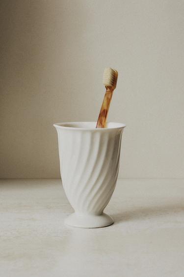 VERRE BROSSE À DENTS CÉRAMIQUE RELIEF - Blanc de Zara - Image 4