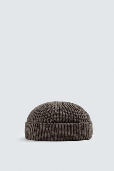 SHORT KNIT BEANIE - Brown / Taupe by Zara