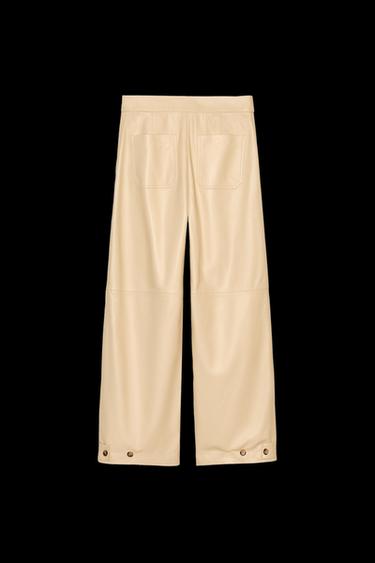 Zara 100% LEATHER BALLOON PANTS ZW COLLECTION - Butter