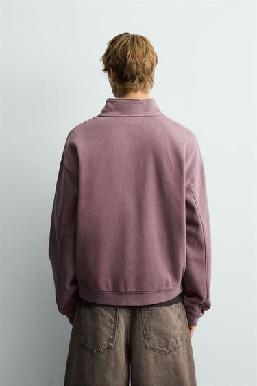 WASHED QUARTER-ZIP SWEATSHIRT - Raspberry by Zara - Image 2