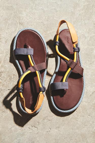 STRAPPY LEATHER SANDALS - Two-tone by Zara - Image 1