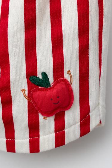 SHORT À RAYURES ET POMME - Blanc / Rouge de Zara - Image 3