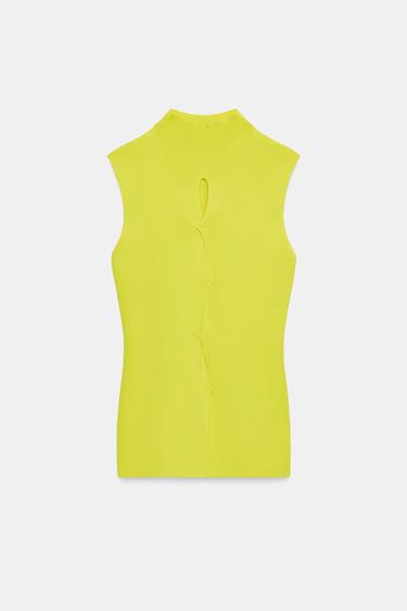 CUT-OUT KNIT TOP - Fluorescent lime by Zara