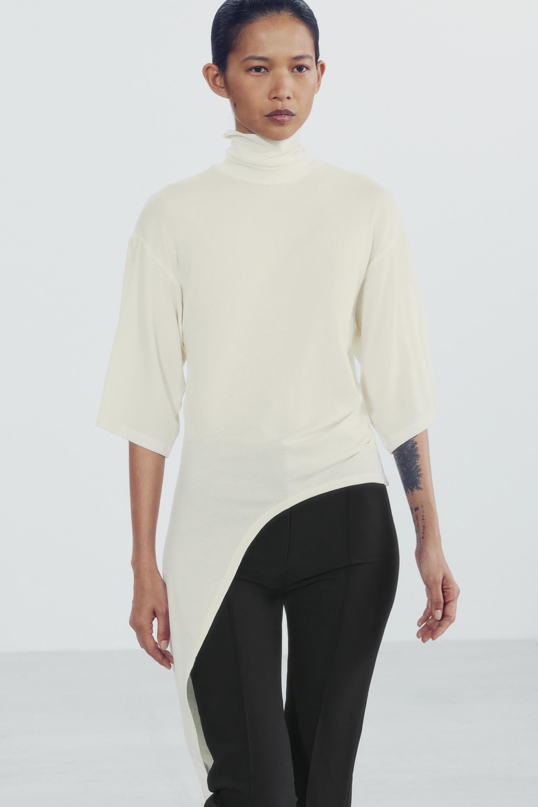 ASYMMETRIC GATHERED T-SHIRT