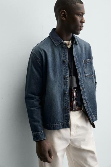 CHEMISE EN DENIM DÉLAVÉ - Bleu de Zara - Image 4